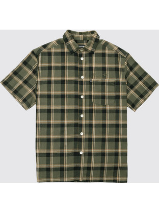 Pass-Port Bush Greeting Workers Check Shirt Short-Sleeve (PPMG0100-Moss Green)