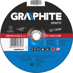 GRAPHITE Δίσκος λείανσης μετάλλου 230χ6.4χ22mm 57H717