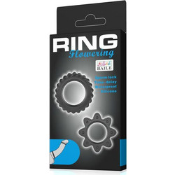 Baile Silicone Flowering Cockrings Σετ Ελαστικά Δαχτυλίδια Πέους Σιλικόνης Μαύρα 2τμχ