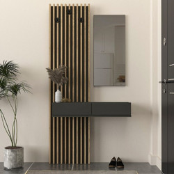 Έπιπλο εισόδου Elois Megapap χρώμα ανθρακί - sepet oak 96,6x26,8x195,5εκ