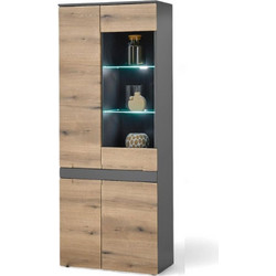 Βιτρίνα TAYLOR Επιδαπέδια Ανθρακί+ Φυσικό Evoke 75x192x38cm (ΜxΥxΒ)