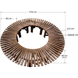 Παγκάκι στρογγυλό 15 ατόμων 210x210cm-Tesias Group
