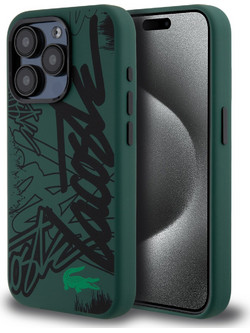 Lacoste Graffiti Hard Case Θήκη προστασίας από Liquid σιλικόνη για iPhone 15 Pro Πράσινο/Μαύρο