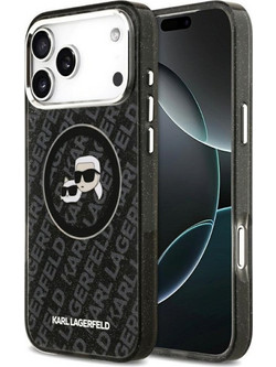Karl Lagerfeld Case Iml Glitter Karl & Choupette Heads Logo Magsafe για Iphone 17 Pro Max - Μαύρο