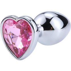 Butt plug with diamond heart pink Medium