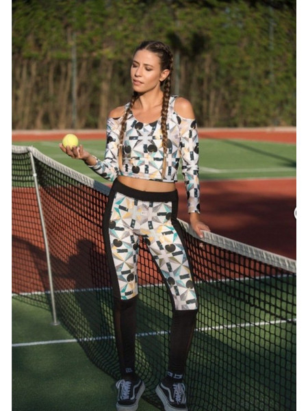 Chic Mess Women Leggings Yellow Cherries Μαύρο-Nero