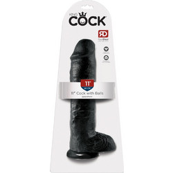 Pipedream King Cock 11" Ρεαλιστικό Dildo με Βεντούζα & Όρχεις 28cm Μαύρο