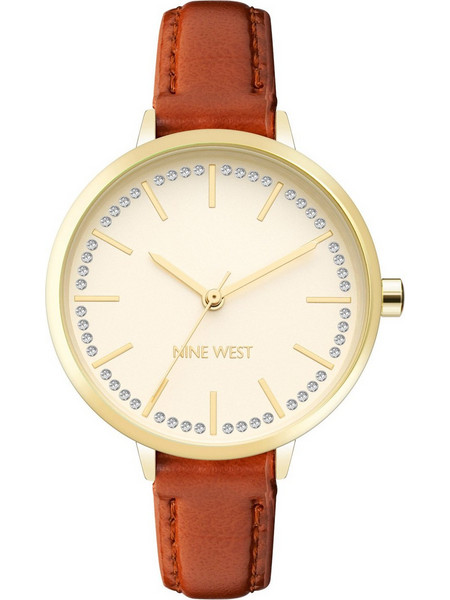 Nine West Γυναικείο Ρολόι με Καφέ Δερμάτινο Λουράκι NW/2554CHHY