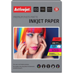 Activejet matte photo paper for ink printers A4 100 pcs - (AP4-125M100)