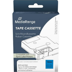 Ετικέτες Γενικής Χρήσης Mediarange (Dymo(R) D1/45016/S0720560) 12mm, 7m, Laminated and Permanent Adhesive, Black on Blue Μαύρο κείμενο σε μπλε φόντο