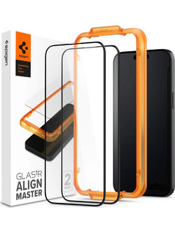 Spigen iPhone 15 Tempered Glass Μαύρο 2τμχ Glas.TR Align Master