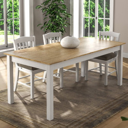 Τραπέζι Fira Megapap Χρώμα Λευκό - Φυσικό Οξιάς 180x90x78εκ