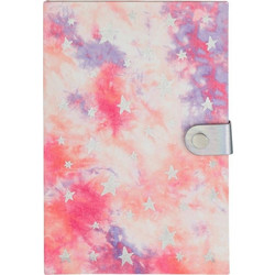 Μπλοκ Σημειώσεων Α5 Ροζ Tye Dye με Ασημί Foil Αστέρια &amp Κουμπί - 80Φ