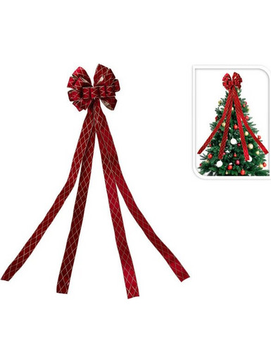 ΚΟΡΥΦΗ ΔΕΝΤΡΟΥ ΦΙΟΓΚΟΣ 33Χ130CM ΚΑΡΩ GLITTER ΚΟΚΚΙΝΟ