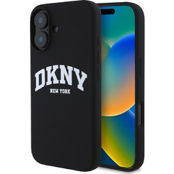 DKNY Liquid Silicone Arch Logo MagSafe Case for iPhone 16 Plus Black - (DKHMP16MSNYACH)