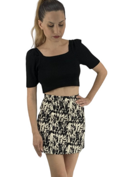 Fullah Sugah 3220040613 Υφασμάτινη Μίνι Φούστα White/Black