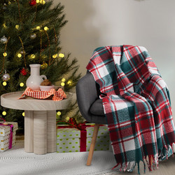 Χριστουγεννιάτικη Κουβέρτα Καναπέ Faux Mohair 130x170εκ. Blankets 1378 Green-Red Das Home - Das Home - 420588131378