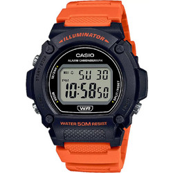 Casio Standard Ψηφιακό Ανδρικό Ρολόι Χρονογράφος με Πορτοκαλί Καουτσούκ Λουράκι W-219H-4AVEF
