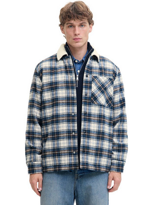 Jack & Jones Ανδρικό Πουκάμισο Καρό Μακρυμάνικο Overshirt Μπλε 12278462