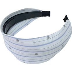 RO Accessories Στέκα Μαλλιών 6.5cm Ριγέ Σιέλ 14-0363