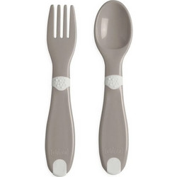 Chicco First Cutlery Βρεφικό Σετ Πιρούνι & Κουτάλι για 12m+ 1σετ - Natural Γκρι