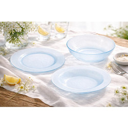 ΣΕΤ ΦΑΓΗΤΟΥ 18τμχ ΓΥΑΛΙΝΟ ΓΑΛΑΖΙΟ BLUE/SET/LUX