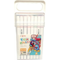 Μαρκαδόροι Yalong Sketch Markers με διπλή μύτη 24 Χρώματα