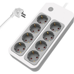 POWERTECH πολύπριζο ασφαλείας PT-1534, 8 θέσεων, 16A, 1.5m, λευκό