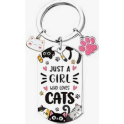 Μπρελόκ Just A Girl Who Loves Cats Διάμ. 3cm,5x2.8cm