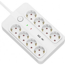 Technik Πολύπριζο 8 Θέσεων 1,5m (1,5mm2) + USB-A-C+ Surge + Διακόπτης 16A