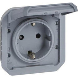 Πρίζα με καπάκι 2Π+Γ Legrand Plexo 16A 250 V γκρι 70,5x70,5x46mm - 06-01-069571L