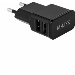 M-LIFE 2x USB Wall Adapter Black