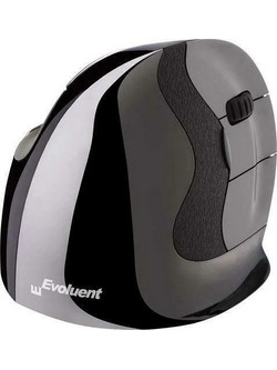 BakkerElkhuizen Evoluent D Medium Ασύρματο Ποντίκι Εργονομικό Vertical Black Grey