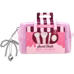 Real Techniques Sweet Tooth Treat Yourself Travel Brush & Puff Set Σετ Πινέλων Μακιγιάζ Και Πουφ Ταξιδιού 5τμχ