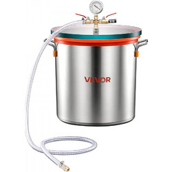 Θάλαμος κενού VEVOR 34,1 L, από ανοξείδωτο ατσάλι, θάλαμος απαέρωσης κενού με καπάκι από σκληρυμένο γυαλί, εύκαμπτος σωλήνας, φίλτρο αέρα, ιδανικός για χύτευση ρητίνης, σταθεροποίηση ξύλου, απαέρωση σ