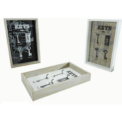 Κλειδοθήκη ξύλο/γκρι 16x25x3.5cm 4Θέσεις Σε 3 Σχέδια