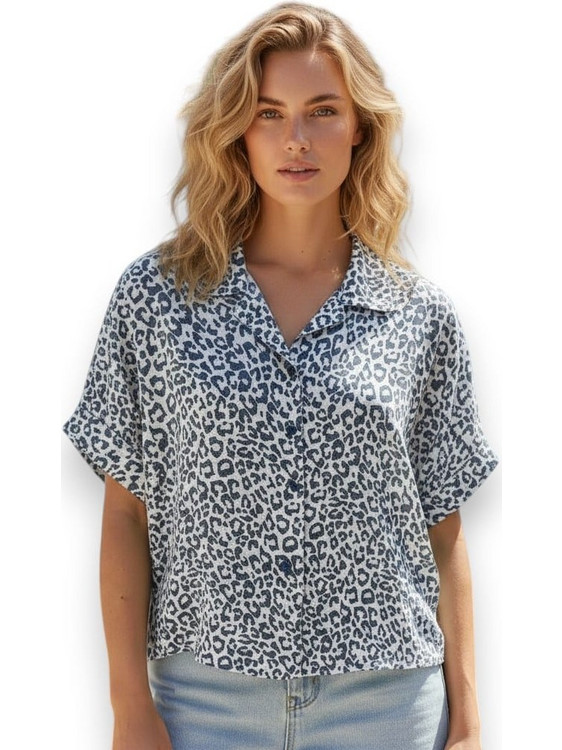 Rebekka Γυναικείο Πουκάμισο Animal Print Μπλε 8115