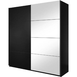 PoliHome Δίφυλλη Ντουλάπα Ρούχων Συρόμενη Delta Μαύρη 200x61x210cm 16609459