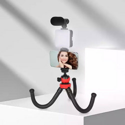Τρίποδο Εύκαμπτο με Μικρόφωνο - Video making LED Ring Selfie Light Kits 68087