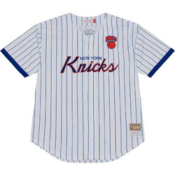 Mitchell & Ness Ανδρικό Baseball Jersey NBA Head Coach striped mesh button shirt NYKWHIT