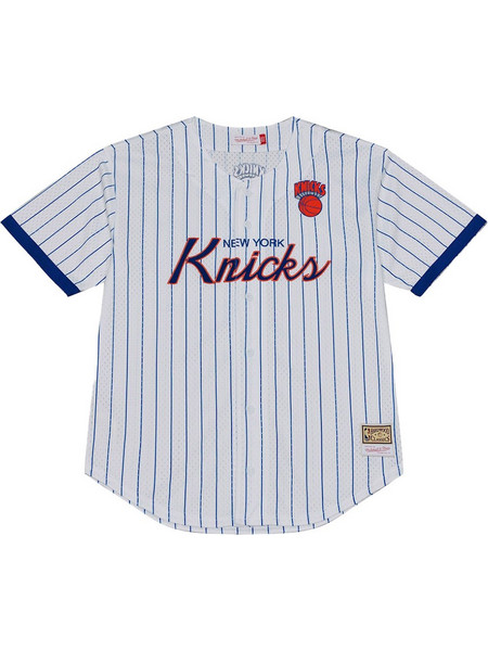 Mitchell & Ness Ανδρικό Baseball Jersey NBA Head Coach striped mesh button shirt NYKWHIT