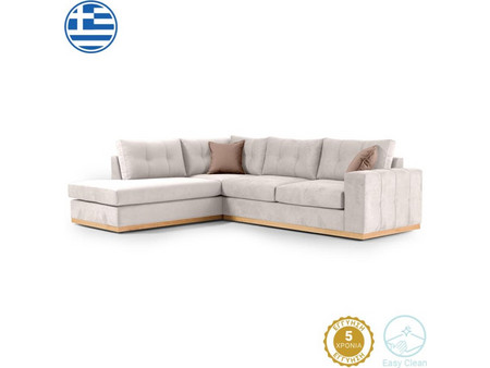 Pakoworld Boston Γωνιακός Καναπές Δεξιά Γωνία Μπεζ 280x225x90cm 168-000020