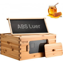 VEVOR Bee Hive Deep Box Starter Kit, 100% με επίστρωση κερί μέλισσας από φυσικό ξύλο ελάτης, Κιτ κυψέλης Langstroth με 10 πλαίσια και θεμέλια, διαφανή ακρυλικά παράθυρα για αρχάριους και επαγγελματίες