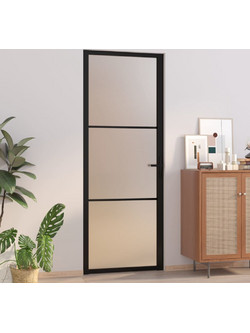 vidaXL Πόρτα Εσωτερική Γυάλινη Μαύρη 76x201.5cm 350552