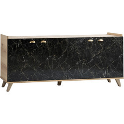 ΜΠΟΥΦΕΣ ΜΕΛΑΜΙΝΗΣ NATURAL WOOD ΜΑΥΡΟ ΜΑΡΜΑΡΟ 180x41x77,8