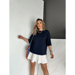 Γυναικείο oversized T-shirt Kinzi σε σκούρο μπλε χρώμα, από 100% βαμβάκι