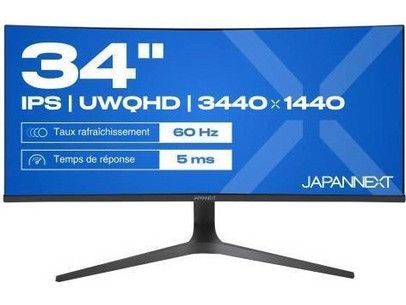 JAPANNEXT JN-IPS340UWQHD60C-C65W-HS Ultrawide IPS Curved Monitor 34" 3440x1440 QHD 60Hz 5ms