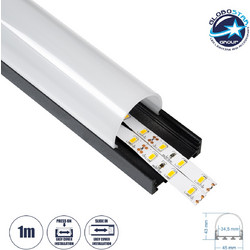 GloboStar(R) SURFACEPENDANT-PROFILE 70872-1M Προφίλ Αλουμινίου - Βάση & Ψύκτρα Ταινίας LED με Λευκό Γαλακτερό Κάλυμμα - Επιφανειακή & Κρεμαστή Χρήση - Πατητό Κάλυμμα - Μαύρο - 1 Μέτρα - Μ100 x Π4.5 x