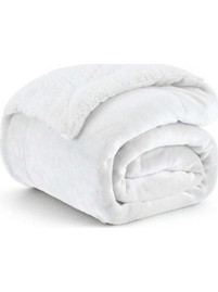 1+1 Δώρο Κουβέρτα Υπέρδιπλη Flannel Sherpa 220x240 White KP119