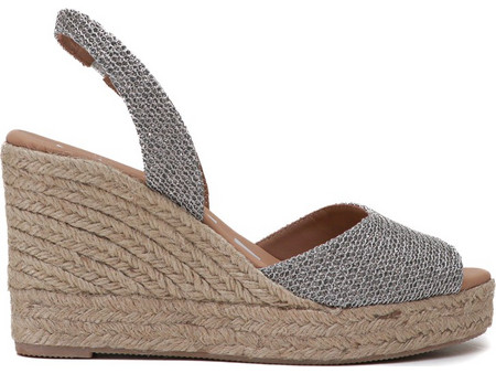 Manebi Slingback Wedge Espadrilles Silver